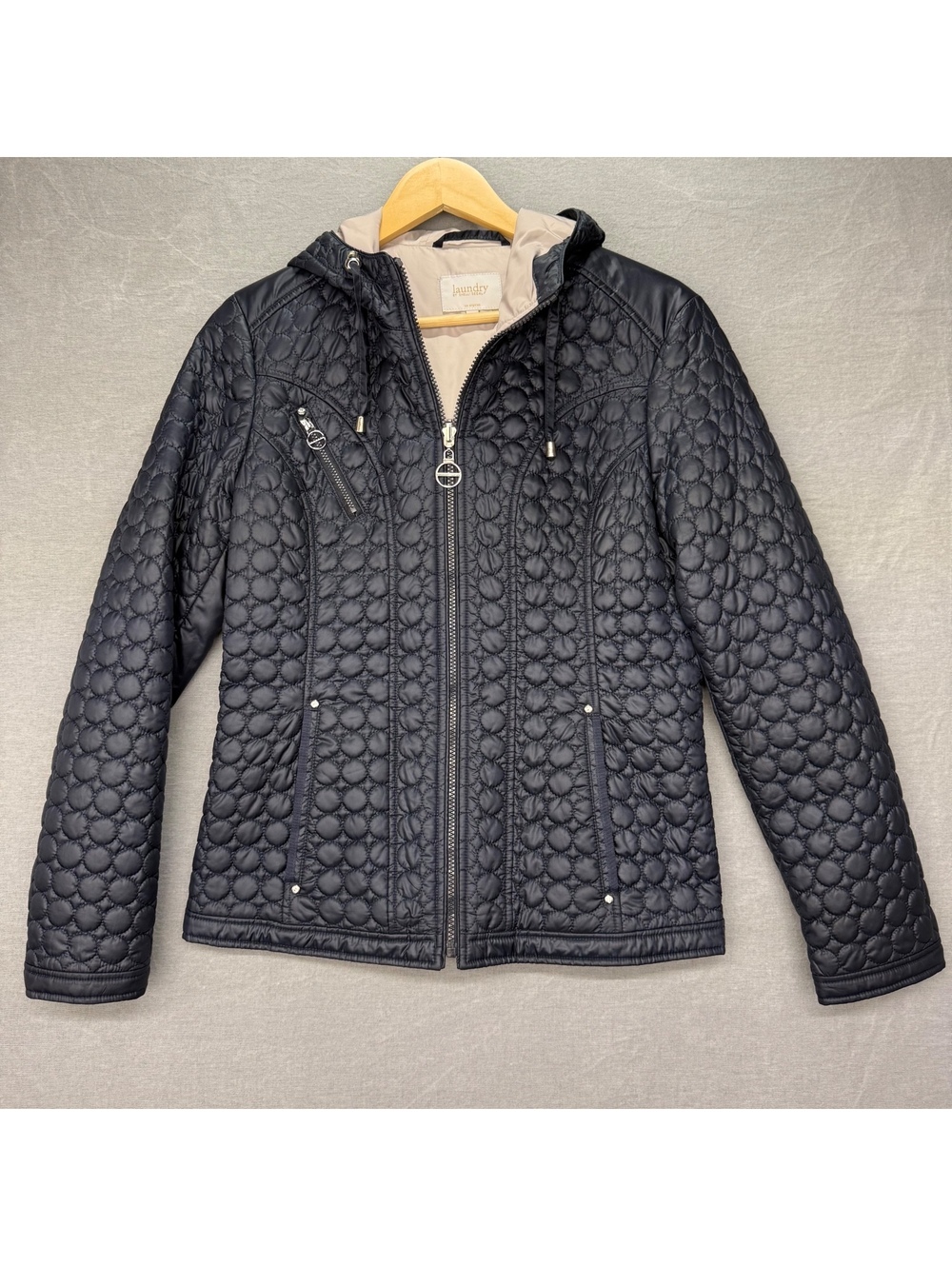 Quilted Puffer Jacket Cinched Back Size M Laundry by Shelli Segal
